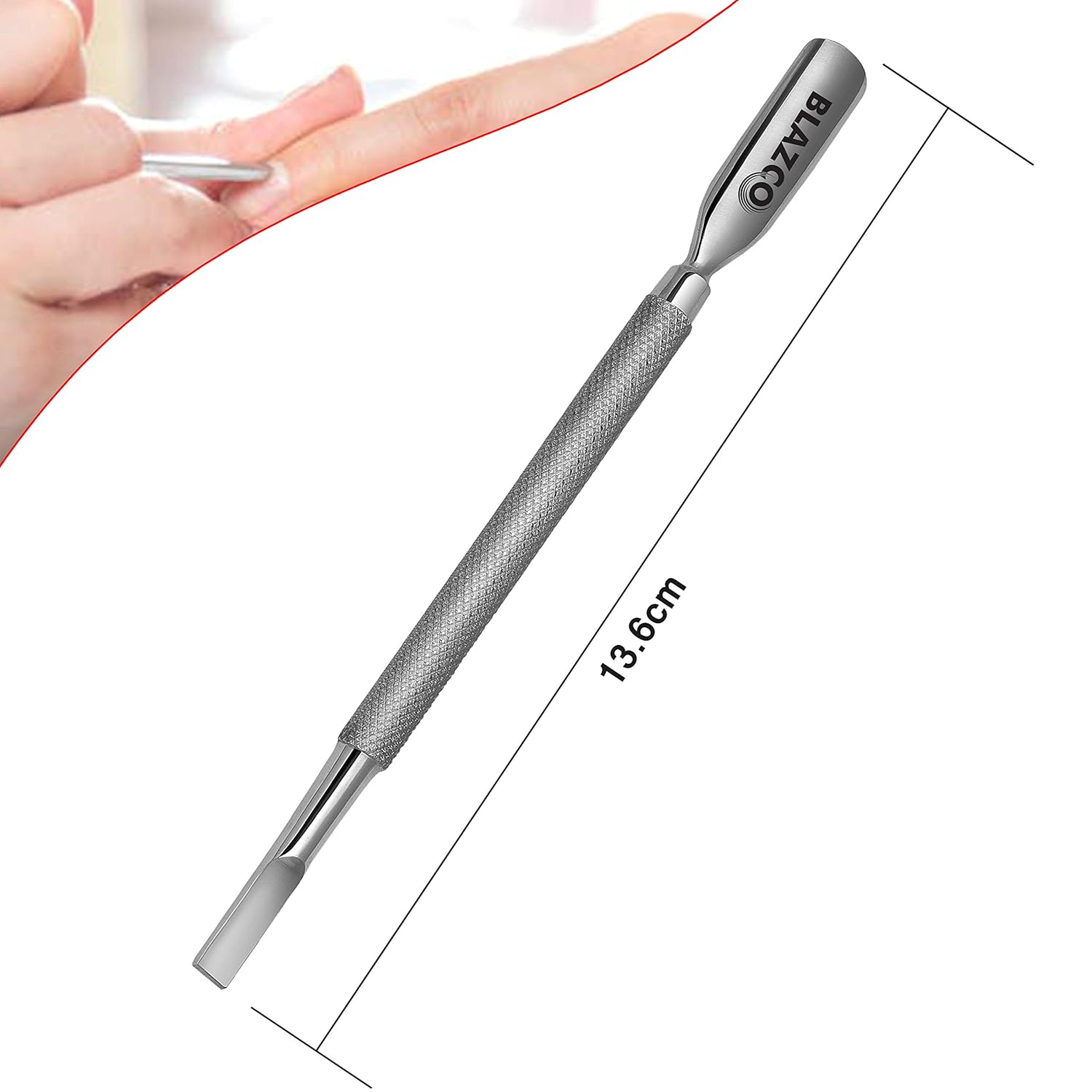 Blazco Cuticle Pusher and Spoon- Professional Grade Stainless Steel Cuticle Remover - Durable Manicure and Pedicure Tool For Finger and Toe Nails Perfect Nail Pusher Cuticle Cleaner: Beauty
