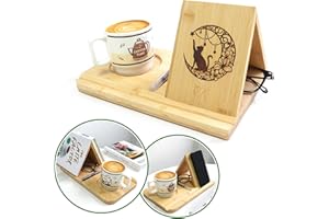 PILSAMAS Small Wood Bookshelf, Book Lovers Gifts, Triangle Book Holder for Reading, Book Rest Stand, Library Nightstand Decor, Gifts for Book Readers Mother, Book Marks for Reading Women, Ipad Stand