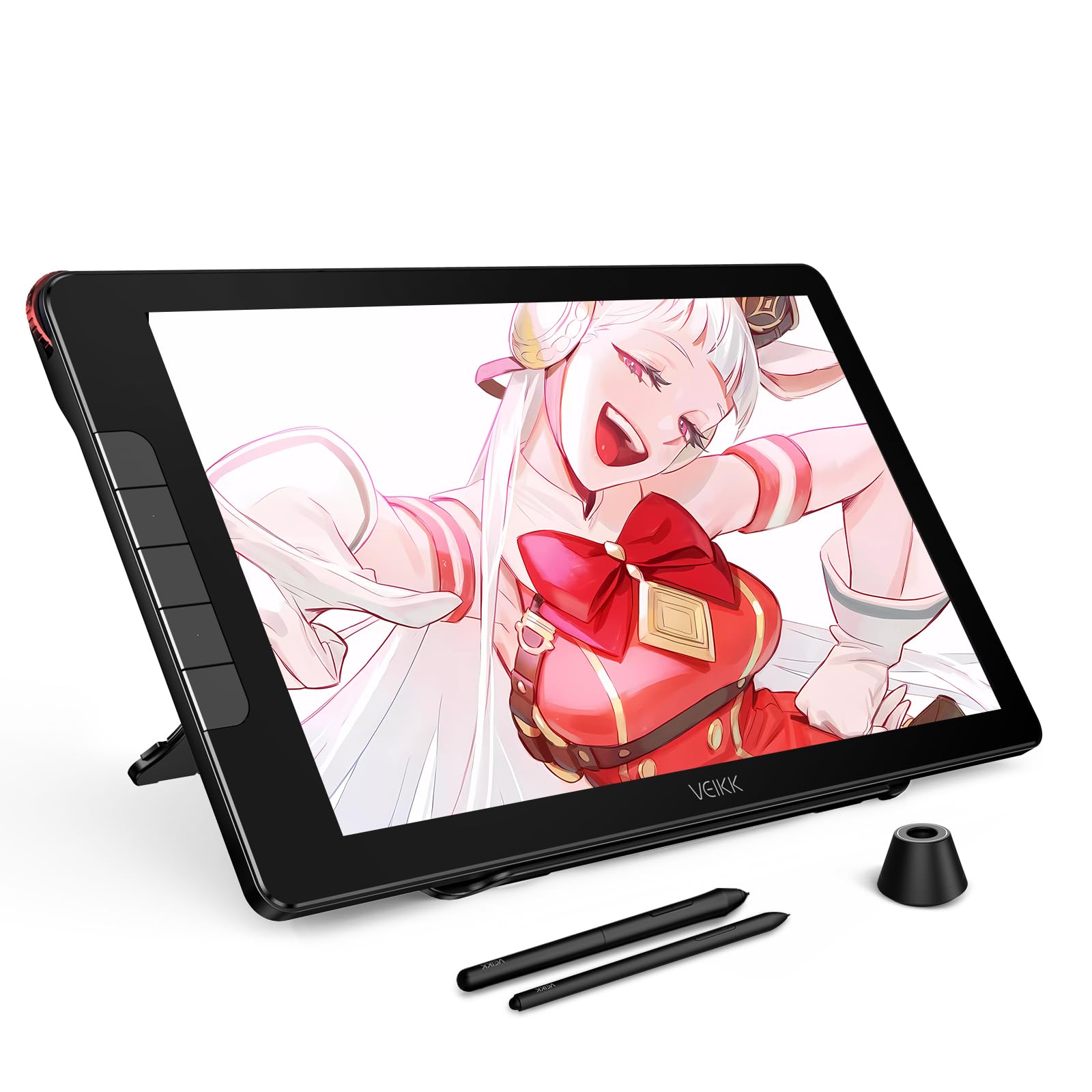 15.6インチ 液タブ 液晶タブレット 16384レベル筆圧 充電不要ペン 液晶ペンタブ イラストお絵描き スタンド付き アンチグレア指紋防止 Windows Mac Linux 対応 板タブモード ペンタブレット「2年メーカー保証」(VEIKK Studio 16)商品画像