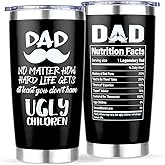 Amutta Gifts for Dad from Daughter, Son - Funny Birthday, Christmas, Xmas, Fathers Day, Valentines Day Gifts for Dad Husband Men Him - Dads Cup Tumbler Mug, 20 oz Insulated Stainless Steel