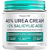 PROJECT 701 Urea Cream 40 Percent for Feet Maximum Strength, Callus Remover Foot Cream, Dry Cracked Heels Exfoliating Lotion with Salicylic Acid, Ceramides, Tea Tree Oil – Women and Men, 4.3 oz