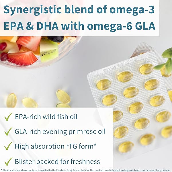 IGENNUS PHARMEPA COMPLETE EPA DHA RTG OMEGA 3 FATTY ACIDS 1000MG, HIGH POTENCY FISH OIL PLUS OMEGA 6 GLA EVENING PRIMROSE OIL, IFOS CERTIFIED, LEMON FLAVOR, 60 SOFTGELS
