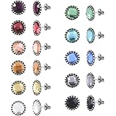 JUSTJANDM 11 Pairs Crystal Rhinestone Stud Earrings Stainless Steel Multicolor Stud Earrings Set for Women