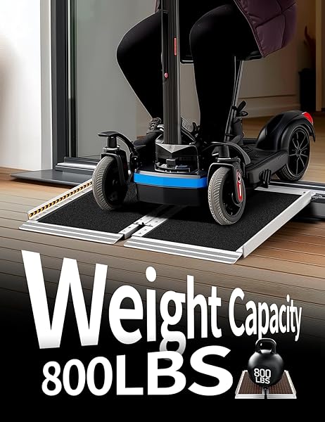 FACHNUO 2 FEET PORTABLE WHEELCHAIR RAMP, NON-SKID ALUMINUM HANDICAP RAMPS WITH HANDLE, FOLDING THRESHOLD WHEEL CHAIR RAMP FOR HOME STEPS, STAIRS, ENTRY, THRESHOLD, DOORWAYS, SCOOTER, 800LBS CAPACITY