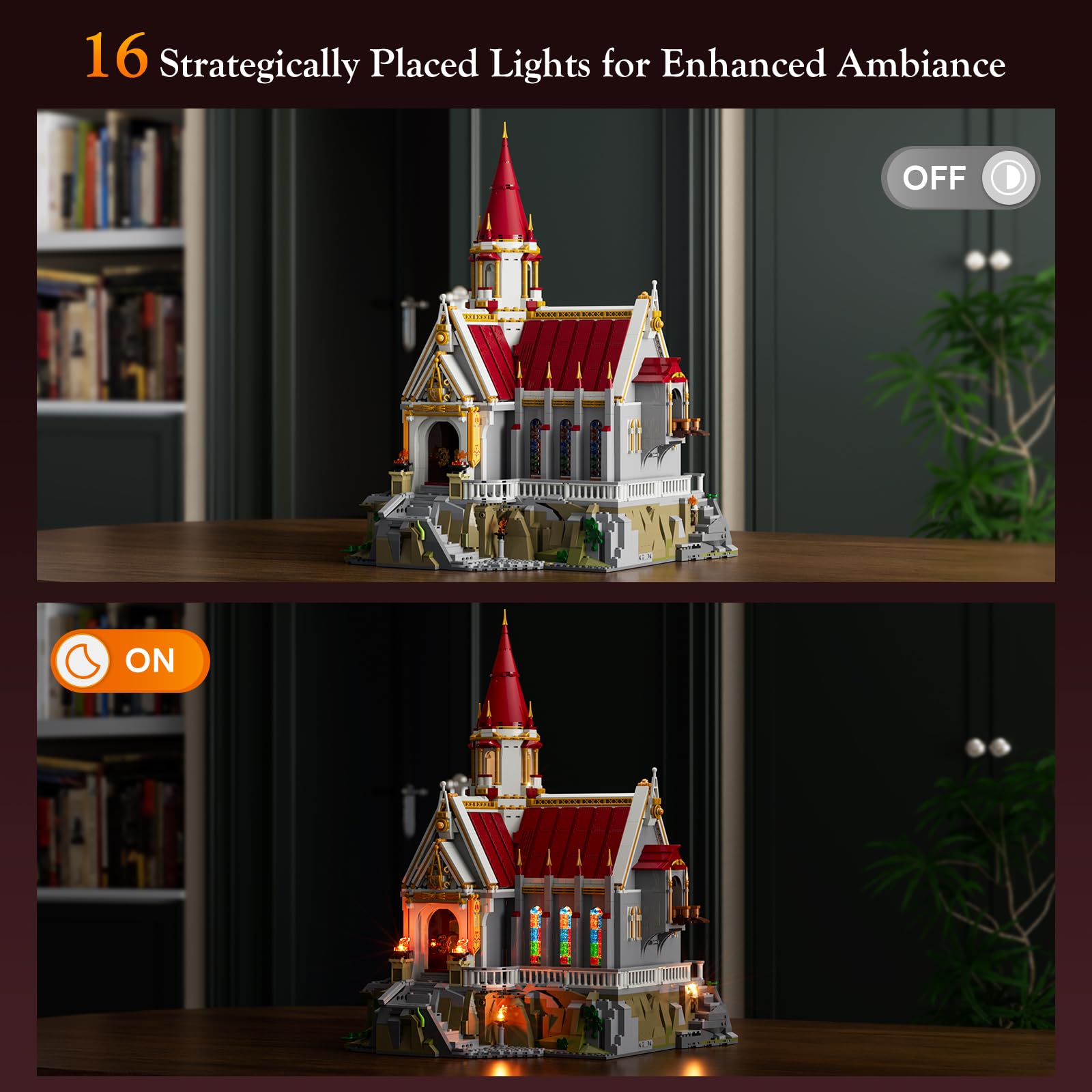Lumibricks King's Castle Treasury – 3209 pcs gotisches Mittelalter-Schloss mit LED-Lichtern, 16 Lichtpunkte, Sammlermodell für Erwachsene, Geschenk & Ausstellungsstück 4