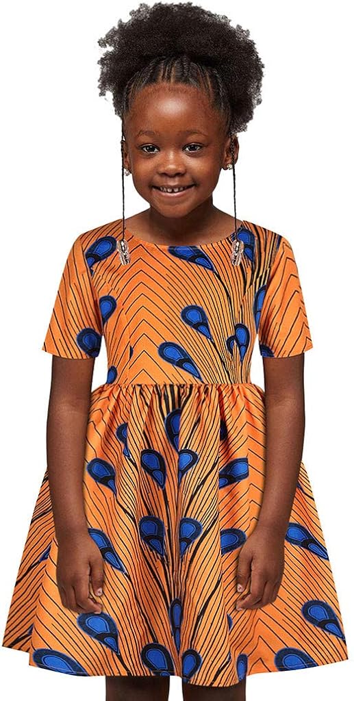 KpopBaby Toddler Girl African Dashiki Dresses, Skirt Ankara Ethnic Sleeveless Sloping Wax Summer Party Print Style Dress