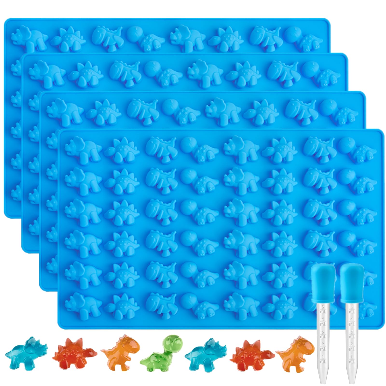 Photo 1 of ** 3 PACK ** JOERSH Gummy Dinosaur Molds Mini Size Silicone Candy Molds for Hard Candy, Gummies, Caramels, Chocolate, Ganache, Ice Cubes, 192 Cavity