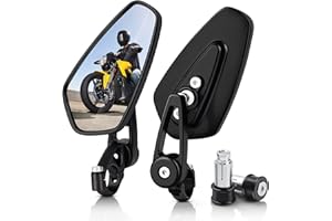MICTUNING Motorcycle Mirrors - Bar End Rear View Mirrors Compatible with Most Honda Grom, Yamaha, Kawasaki, Ducati, Suzuki an