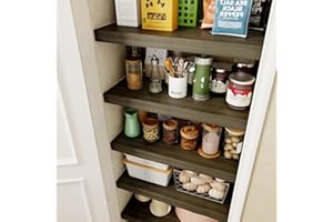 Giklux 6 PCS Wire Rack Covers for Pantry Wood Grain, 33''W * 16''D (Ready to Use) Faux Wood Shelf Covers for Wire Shelving, Rustic Closet Shelves Covering Toppers - Bathroom, Kitchen, Garage (Dark)