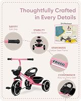 KRIDDO Pink Kids Tricycle 18-36 Months to 5 Years Triangular Design view 5