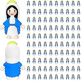 100PCS Little Virgin Mary Figurines Bulk, Mini Virgin Mary Religious Doll to Hide and Seek, for Easter Egg Stuffers, Sunday School Baptism Gifts, Catholic Party Favors, Christ Thanksgiving Day (Blue)