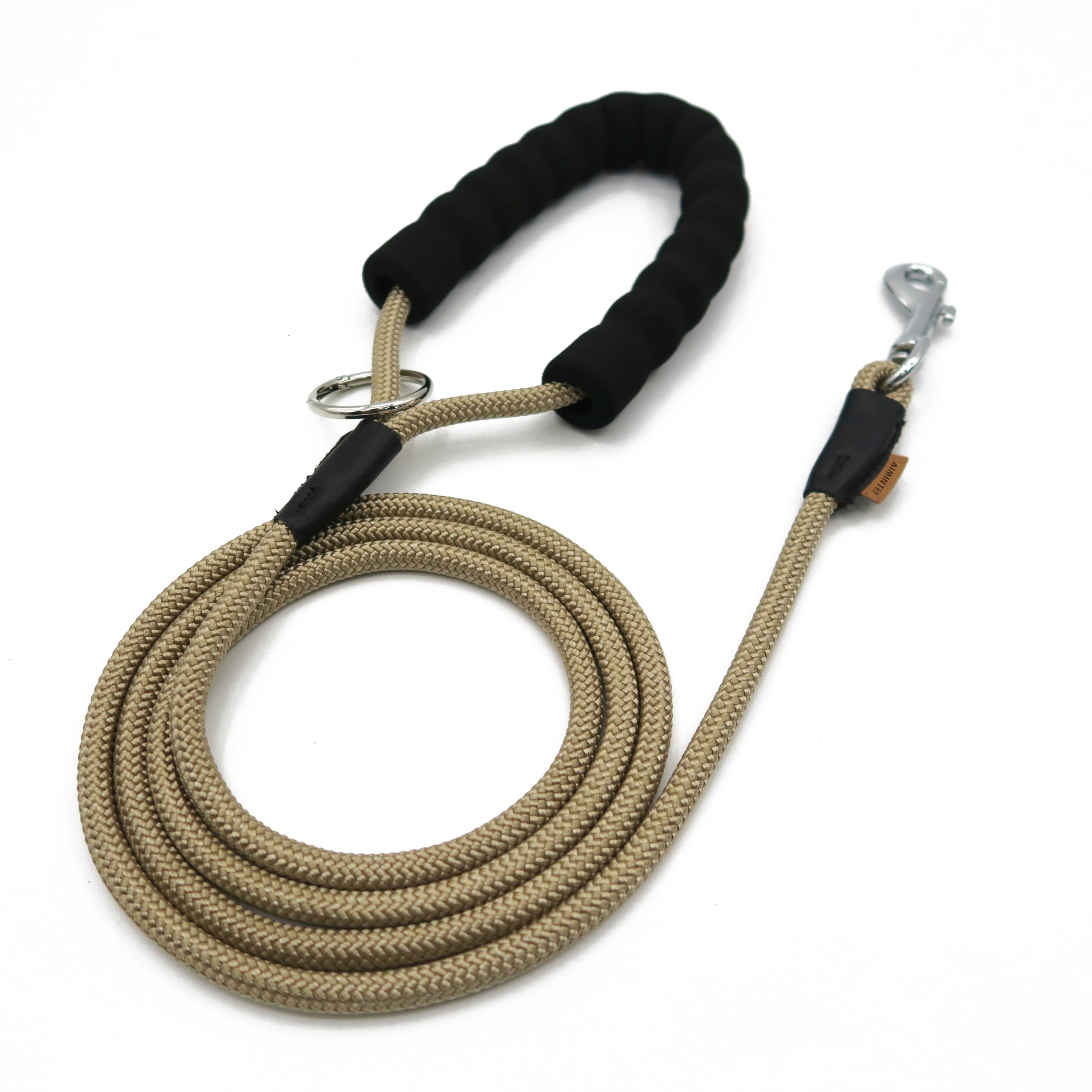 Aiminto Dog Leash, Braided Rope Traction – Walking Training Lead for Small Dogs ((1/3") - 6FT, Khaki)