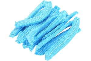 A+ DESIGN 100 Pieces Disposable Non-Woven Clip Caps Mob caps hairnets Head Cover, 21", with 6 Colors for You to Choose. (Blue)