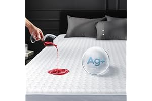 NOVTED Waterproof King Mattress Protector Made from Silver-Infused Bamboo Rayon for Better Health, Odor-Free Hypoallergenic King Mattress Cover, 3D Air Quiet Bed Cover Fits 6"-21"