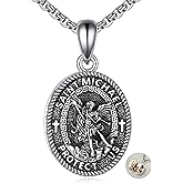 HKPATOP Saint Necklace 925 Sterling Silver the Archangel Pendant Amulet for Men Women Religious Protector Pendant Jewelry Gifts