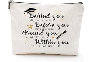 BLUE LEAVES Graduation Gifts for Her 2025 - Behind You All Your Memories Dreams Who Love You Need, Inspirational Gifts for Women, Personalized Encouragement Gift for Her Inspirational Makeup Bag, Congratulations