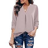 Gaharu Women's Blouses 3/4 Sleeve Work Shirt Chiffon Tunic Top Office Wear