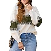 Sheocivy Womens Color Block Sweaters 2025 Fall Fashion Long Sleeve Tutleneck Knit Loose Pullover Tops Winter Clothes