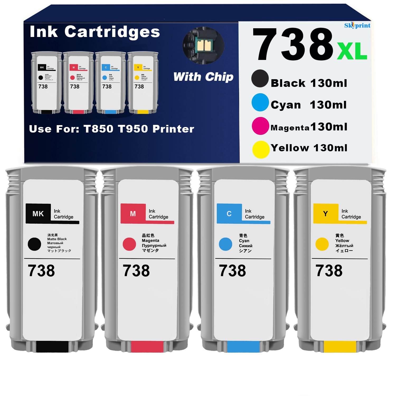 738 738xl Ink Cartridges Compatible with HP 738 Ink