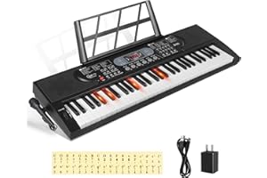 Hricane Keyboard Piano Lighted Keys for Beginner Adults Teens Kids, 61 Key Electronic Music Keyboard with Teaching Modes Powered by USB or Battery with LCD Display Microphone Headphone Jack