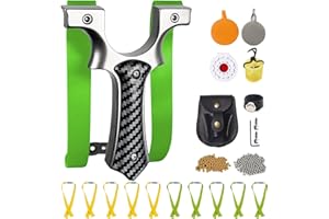 RCZZSUWE Professional Slingshot for Adults & Kids,Stainless Steel Hunting Catapult with Ergonomic Grip,High Velocity & Precision Shooting Kit (100 Ammo Balls, 10 Bands, Tactical Pouch & Targets)