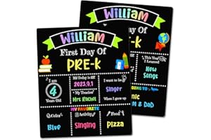 ELLINJAN First & Last Day of School Chalkboard, 10 x 12 Inch Double Sided Back to School Sign for Kids/Girls/Boys, Reusable Wooden 1st Day of Preschool/Kindergarten Photo Props