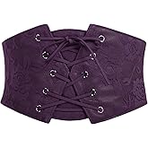 Scarlet Darkness Renaissance Corset Belt for Women Lace Overlay Front Wide Waist Belt Goth Pirate Costume Accessories