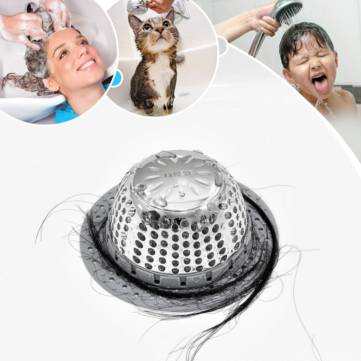 LEKEYE Drain Hair Catcher/Bathtub Drain Cover/Drain Protector for Pop-Up & Regular Drains(Patented Product): Home & Kitchen