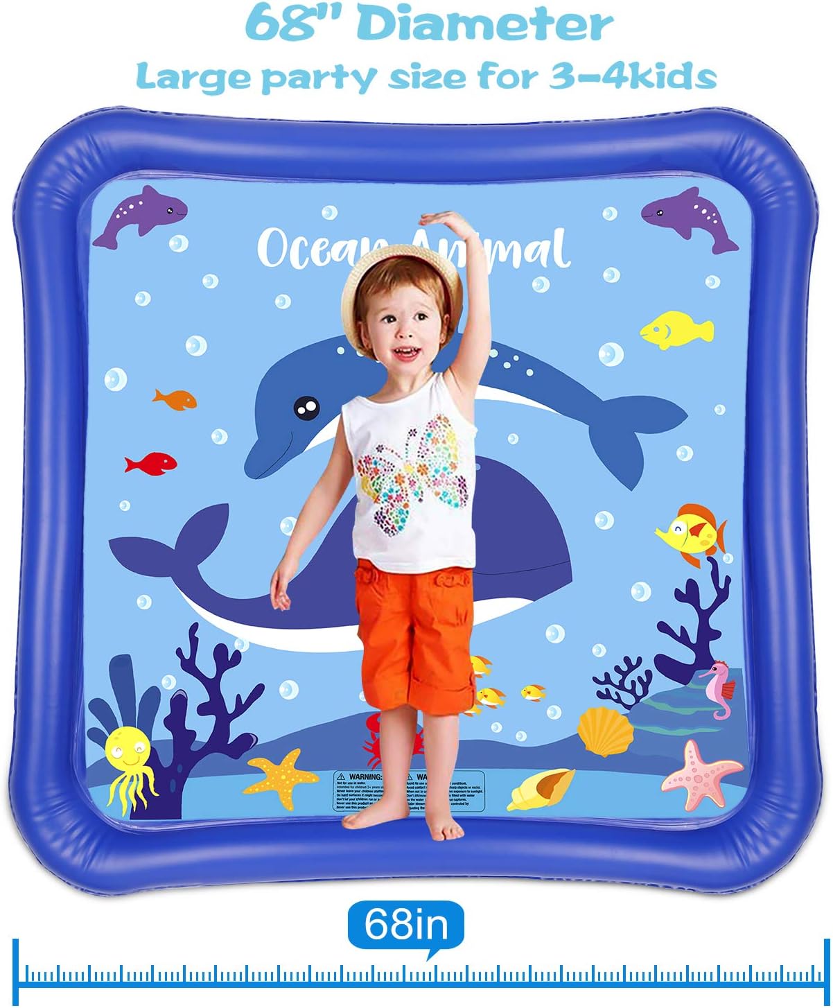 GiftInTheBox Kids Sprinkler & Splash Play Mat 68" Sprinkler for Kids Outdoor Water Toys Fun for Toddlers Boys Girls Children Outdoor Party Sprinkler Toy Splash Pad: Toys & Games