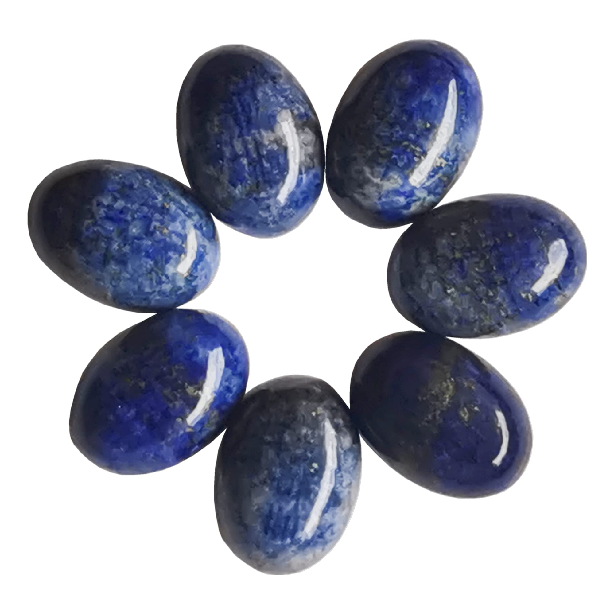 Manekieko 7 Pcs Natural Lapis Lazuli Oval Cabochons Flatback Crystal Stone Gemstones Beads for Jewelry Making DIY,18x13mm