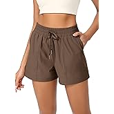 ODODOS Stretch Woven Athletic Shorts for Women High Waist Summer Lightweight Casual Shorts with Pockets