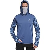 FISHEAL Men's Performance Fishing Hoodie Shirt - UPF 50+ UV Sun Protection Long Sleeve Shirts with Mesh Face Mask