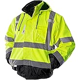 PACIFIC PPE Waterproof Reflective Jackets, Class 3 High Visibility Safety Jackets for Men, Polar Fleece Shell Work Construction Bomber Coats for Cold Weather, Black Bottom, XX-Large
