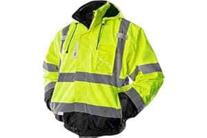 PACIFIC High Visibility Reflective Safety Jackets for Men, Waterproof Class 3 Safety Jacket with Pockets, Bomber Safety Jacke