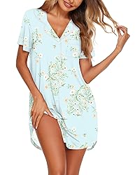 Ekouaer Nightgowns for Women Button Down Sleepshirt