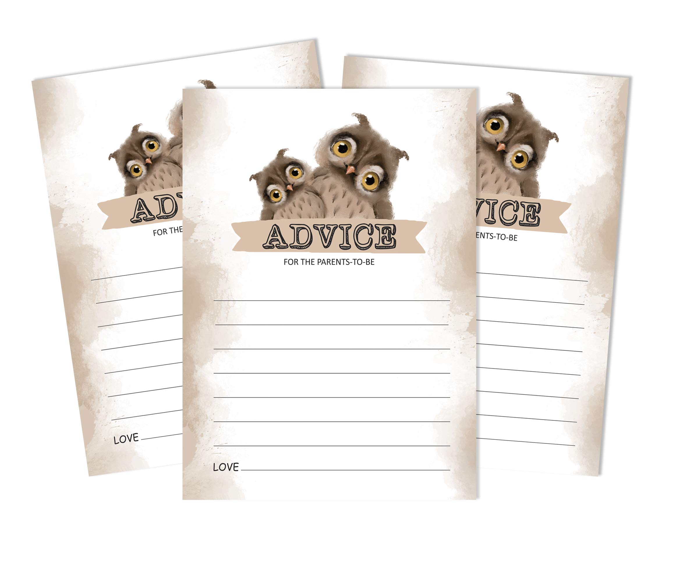 Inkdotpot 50 Advice Cards New Parents For Baby Shower Game Party Supplies Owl Bird Advice For New Mom & Dad