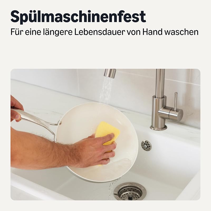 Antihaft-Keramikkochgeschirr, 8-Teiliges Topf- und Pfannenset, Spülmaschinen- und Ofenfest, Für alle Herdarten geeignet, Leinengrau