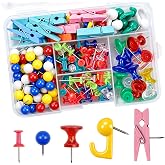 200 Pcs Colorful Push Pins, 5 Styles Thumb Tacks for Bulletin Boards | 200-Piece Assorted Set, 5 Push Pin Styles, Pastel Colors, Steel Points, Compartment Storage Box, For Cork Boards and Photos