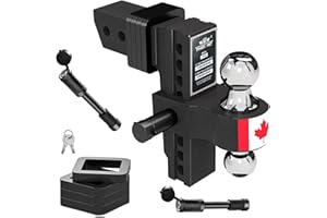 THOCAC Adjustable Trailer Hitch Fits 2.5-Inch Receiver, Heavy Duty Aluminum Tow Hitches with 8-Inch Drop/Rise for Truck, 18,5