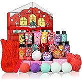 2025 Beauty Advent Calendar for Women, Christmas Countdown Gifts with Bath Bomb Bubble Bath Hand Cream Santa Sock, 24 Day Red Advent Calendar,Spa Christmas Gifts for Daughter Girls