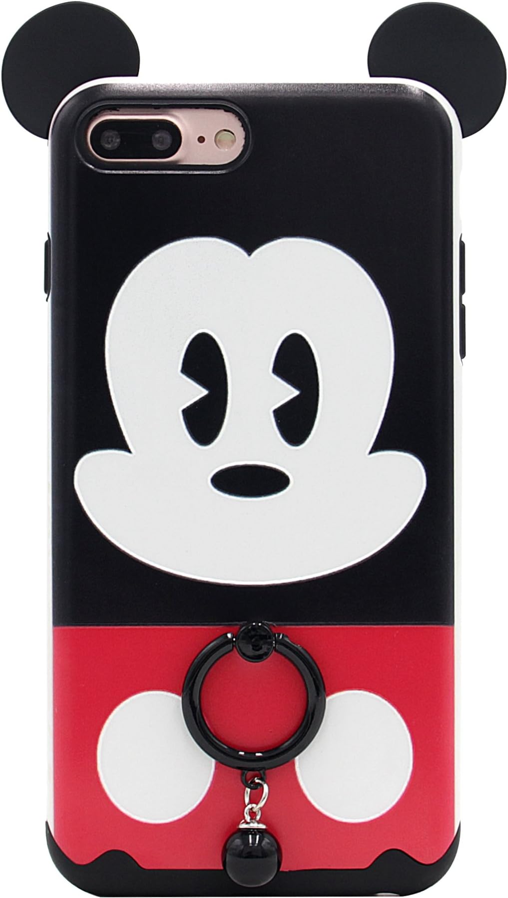 MC Fashion iPhone 7 Plus Case, iPhone 8 Plus Case, [Ring Grip & Kickstand Series] [Dual-Layer] Hard PC Outer + Soft TPU Inner Cute Cartoon Mouse Ears Protective Case Cover (06)