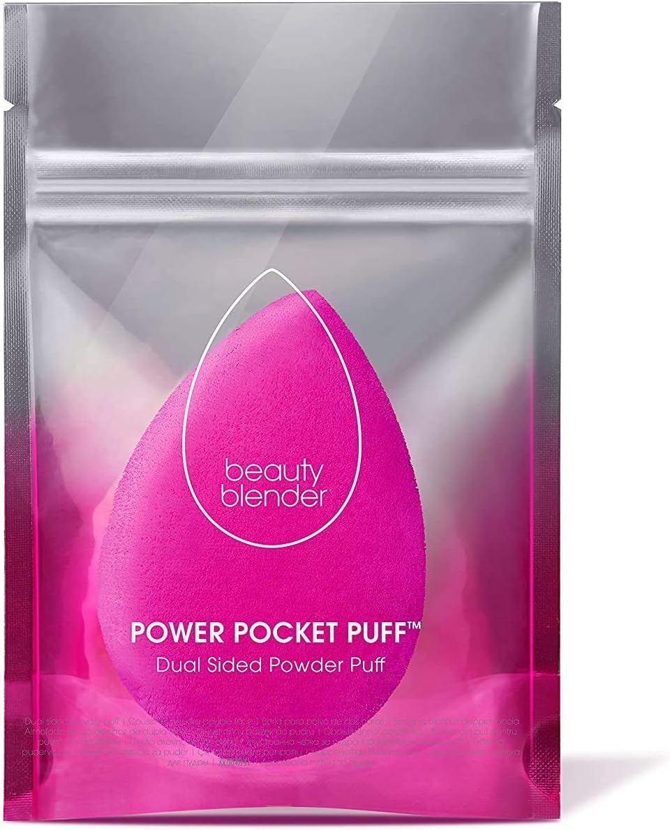 Beautyblender - Dual-sided Powder Pocket Puff Makeup Applicator with Strap - for Powder Foundation and Loose Powder - in Pink