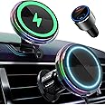 UGDLUCK for Magsafe Car Mount Charger, 15W Magnetic Wireless Car Charger with 8 RGB LED Backlit Magnetic Car Phone Holder Mount Charging for iPhone 16 15 14 13 12 Pro Max Plus Mini MagSafe Case