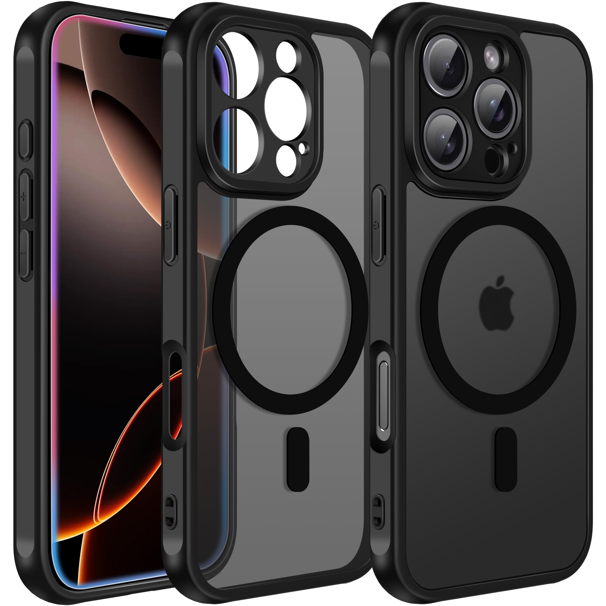 Photo 1 of ivoler Magnetic Case for iPhone 16 Pro 6.3'' [Compatible with Magsafe] [15 FT Military Grade Protection] Magnetic Charger Case Bumper for 16 Pro, Frosted Translucent Back Phone Cover- Matte Black