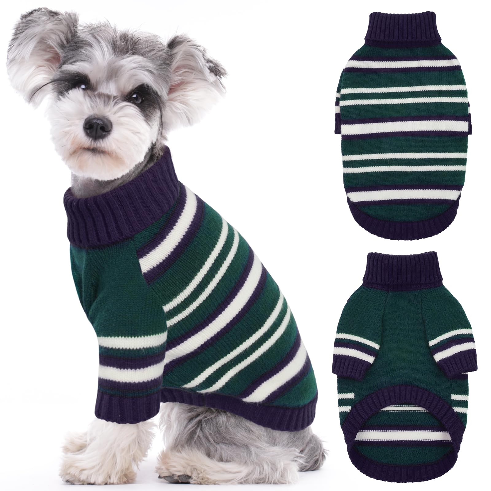 Kuoser S Dog Jumper, Sweater Warm, Knitted Pullover Christmas, Winter Clothes for Small Dogs, Turtleneck Fleece Coat Soft Sweatshirt, Pet Christmas Outfit