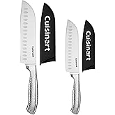 Cuisinart Classic Forged Knife Set – High-Carbon Hammered Stainless Steel Blades, Sheath Guards, Ultra Sharp Edge, Extra-Wide Bolster for Stability (4-Piece Set: 7" Santoku, 5" Santoku)