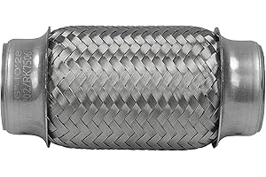RP Remarkable Power, 2 inch Inlet Exhaust Flex Pipe, ID x 6 Length Flexible Tube, Stainless Steel Double Braid Heavy Duty Universal type Muffler Pipe RK7506 Replacement part
