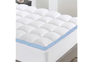 California Design Den King Mattress Topper, Thick Cooling Pillow Top Mattress Topper King for Restful Sleep, 900 GSM Fill, Breathable & Gentle on Skin