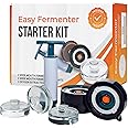 Easy Fermenter Fermentation Starter Set, Includes 3 Airlock Fermentation Lids and 3 Glass Weights, Sauerkraut Fermenting Kit for Wide Mouth Mason Jar, Pickles, Vegetables, & Kimchi Making Kit
