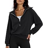 Women's Cropped Half Zip Pullover Quarter Zipper Long Sleeve Sweatshirt for Casual Wear